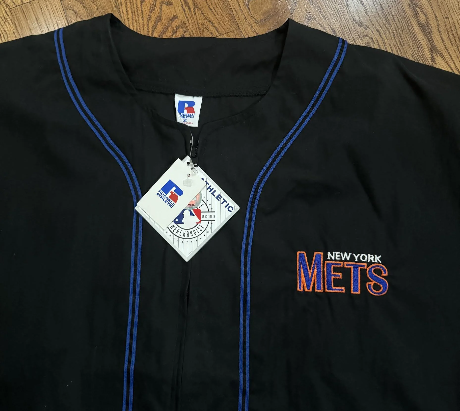 RUSSELL ATHLETIC Mets XL ブラックユニフォーム Vintage Russell Athletic New York Mets Full Zip Jersey (Size XL